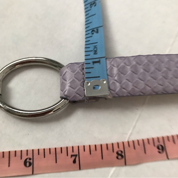 ELLEN TRACY Leather Belt Lavender Silver Ovals Buckle One Size Fits Most 27-43” - Picture 7 of 11